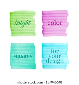 Color squares drawn with markers. Stylish elements for design. Vector