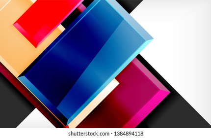 Color squares futuristic abstract background, vector futuristic blocks colorful design
