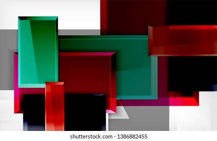 Color squares futuristic abstract background, vector futuristic blocks colorful design