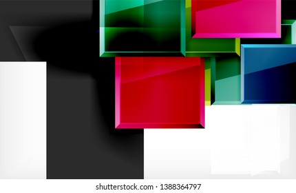 Color squares futuristic abstract background, vector futuristic blocks colorful design