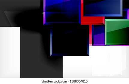 Color squares futuristic abstract background, vector futuristic blocks colorful design