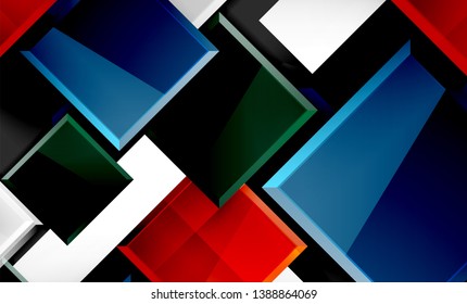 Color squares futuristic abstract background, vector futuristic blocks colorful design