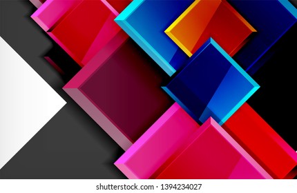 Color squares futuristic abstract background, vector futuristic blocks colorful design