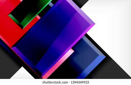 Color squares futuristic abstract background, vector futuristic blocks colorful design