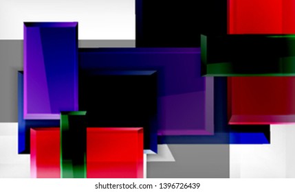 Color squares futuristic abstract background, vector futuristic blocks colorful design