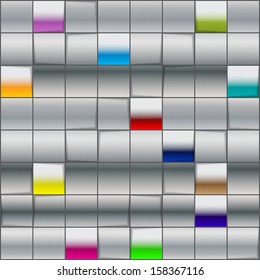 Color squares with hexagon meshed metallic background