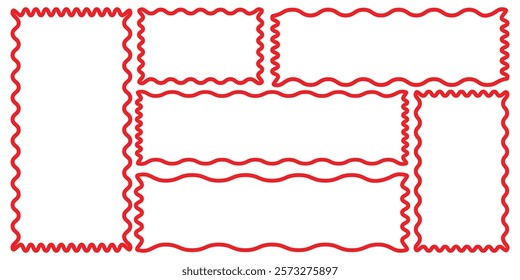 Color squiggle frames set. Vector groovy shapes set. Vector eps 10.