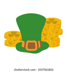 color st patrick hat with coins gold money