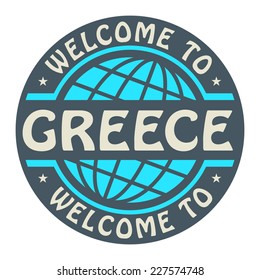 Color stamp with text Welcome to Greece inside, vector illustration