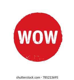 Color stamp and text WOW. Vector Illustration.