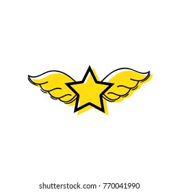 color star with wings rock symbol art