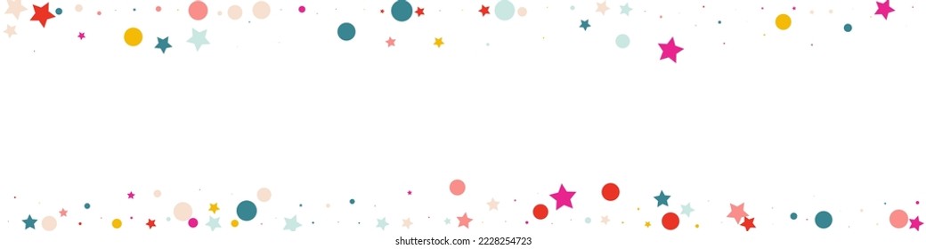 Color Starfall Festive Vector Blanco Fondo Panorámico. Diseño de líneas de efecto. Festival Circle y Star Card. Feliz Día de Navidad.