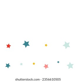 Color Starfall Festive Vector White Background. Celebrate Rain Wallpaper. Fun Constellation Postcard. Falling Stars Festival Backdrop.