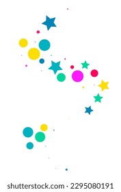 Color Starfall Independence Vector White Background. Christmas Confetti Background. Flying Round Postcard. Falling Polka Carnival Design.