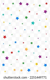 Color Stars Christmas Vector Transparent Background. Festival Starfall Card. Carnaval Confetti Texture. Happy Constellation Independence Banner.