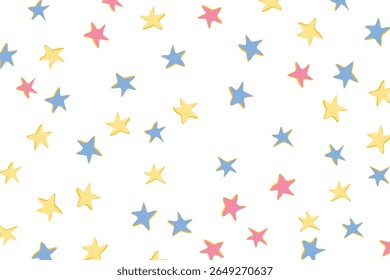Color stars confetti background. Splash effect banner. Vector abstract illustration with blurred drops of rain for wallpaper, wrapping paper, backdrop, poster, card etc.