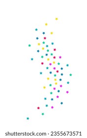 Color Stars Festival Vector White Background. Fun Confetti Background. Abstract Constellation Illustration. Falling Dust Celebrate Pattern.