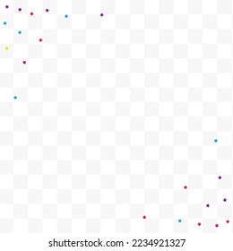 Color Stars Diversión Vector Fondo transparente. Postal de polvo de efecto. Patrón de lluvia de invitación. La salpicadura arcoiris celebra el fondo.