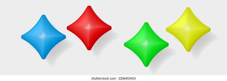 Color stars set. Realistic 3d objects. Different color star rating 