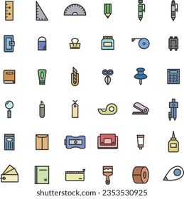 Color stationery simple illustration icon set