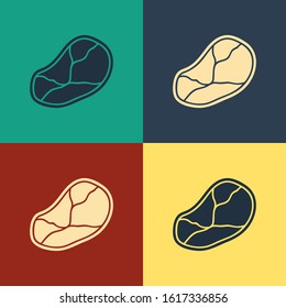 Color Steak meat icon isolated on color background. Vintage style drawing. Vector Illustration