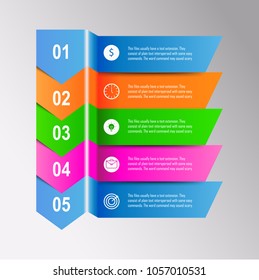 Color Step Design clean number timeline template graphic or website on grey background