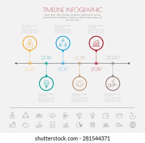 Color Step Design clean number timeline template/graphic or website