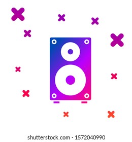 Color Stereo speaker icon isolated on white background. Sound system speakers. Music icon. Musical column speaker bass equipment. Gradient random dynamic shapes. Vector Illustration
