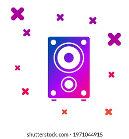 Color Stereo speaker icon isolated on white background. Sound system speakers. Music icon. Musical column speaker bass equipment. Gradient random dynamic shapes. Vector