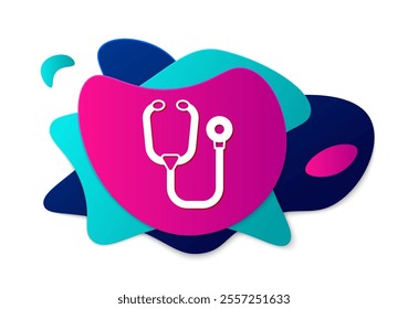 Color Stethoscope medical instrument icon isolated on white background. Abstract banner with liquid shapes. Vector