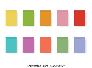 Color stick note isolated on white background, vector illustration