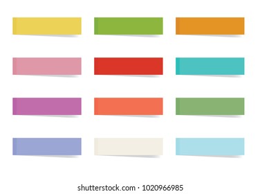 Color stick note isolated on white background, vector illustration