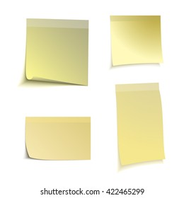 Color stick note on white background, vector illustration