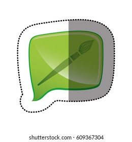 color sticker with brush icon in square speech vector illustration