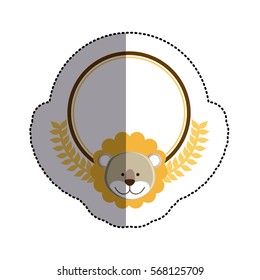 color sticker circle with lion head and olive branchs and middle shadow