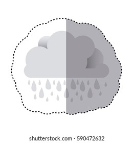 color sticker of cloud with rain vector illustration