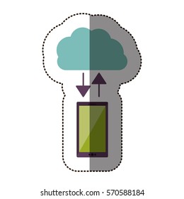 color sticker with cloud service and cell phone