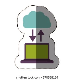 color sticker with cloud service and laptop computer