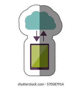 color sticker with cloud service and tablet