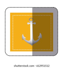 color sticker frame with anchor vector illustration