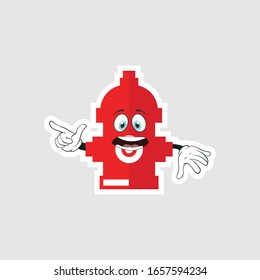 color sticker with funny cartoon character isolated on white. Fire Pump cartoon characters design with expression. you can use for stickers, pins or patches