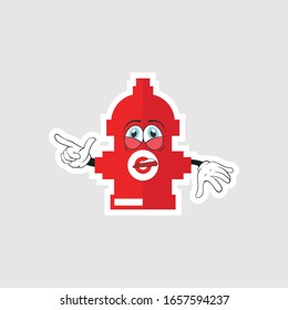 color sticker with funny cartoon character isolated on white. Fire Pump cartoon characters design with expression. you can use for stickers, pins or patches