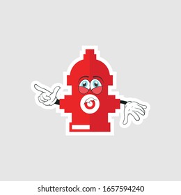 color sticker with funny cartoon character isolated on white. Fire Pump cartoon characters design with expression. you can use for stickers, pins or patches