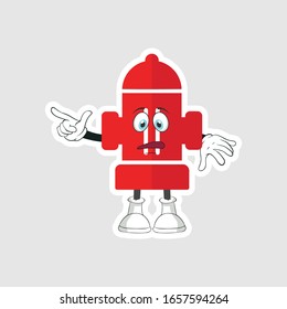 color sticker with funny cartoon character isolated on white. Fire Pump cartoon characters design with expression. you can use for stickers, pins or patches