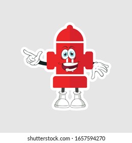 color sticker with funny cartoon character isolated on white. Fire Pump cartoon characters design with expression. you can use for stickers, pins or patches