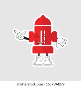 color sticker with funny cartoon character isolated on white. Fire Pump cartoon characters design with expression. you can use for stickers, pins or patches