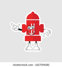 color sticker with funny cartoon character isolated on white. Fire Pump cartoon characters design with expression. you can use for stickers, pins or patches