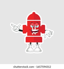 color sticker with funny cartoon character isolated on white. Fire Pump cartoon characters design with expression. you can use for stickers, pins or patches