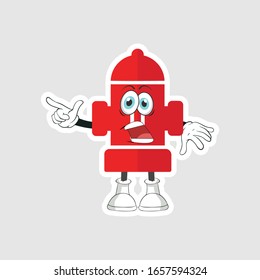 color sticker with funny cartoon character isolated on white. Fire Pump cartoon characters design with expression. you can use for stickers, pins or patches