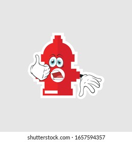color sticker with funny cartoon character isolated on white. Fire Pump cartoon characters design with expression. you can use for stickers, pins or patches